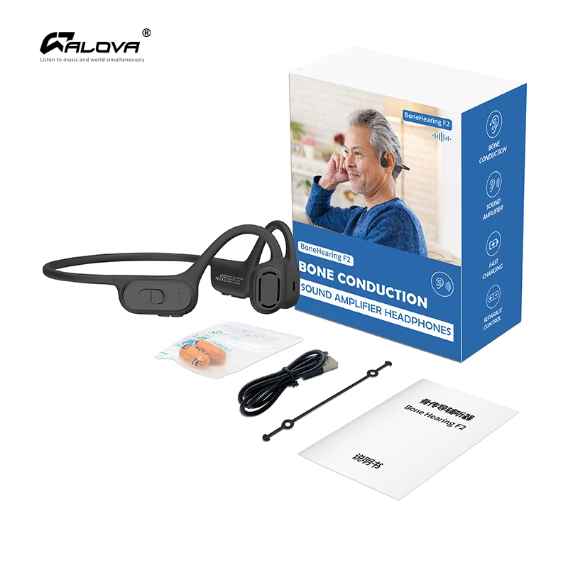 ALOVA OEM Hearing Aids Rechargeable Headset Aid Hear Bone Conduction Headphones for Improved Hearing