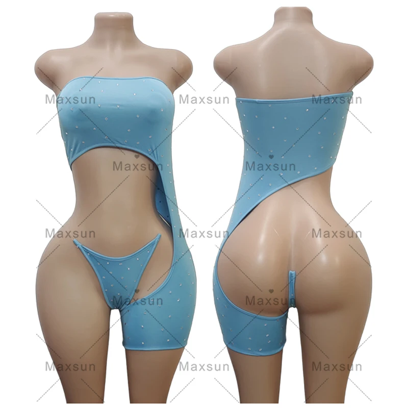 Maxsun Hot Girl Exotic Dance Wear Stripper Outfit Designer Body Stocking Hot Girl Sexy Backless Net Diamond Sexy Underwear MS113