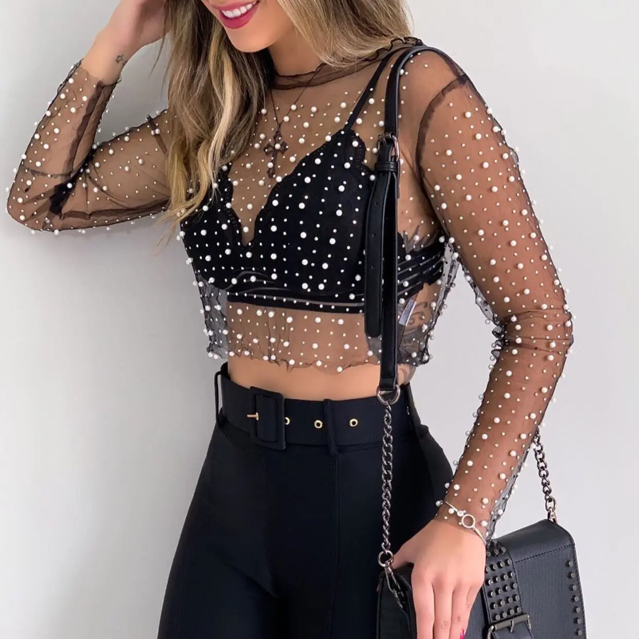 polka dot lace top