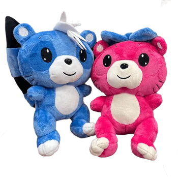 Customized Plush Toy Character Customized Doll Cute Animal Plush Blue&Pink Raccoon Plush Toys