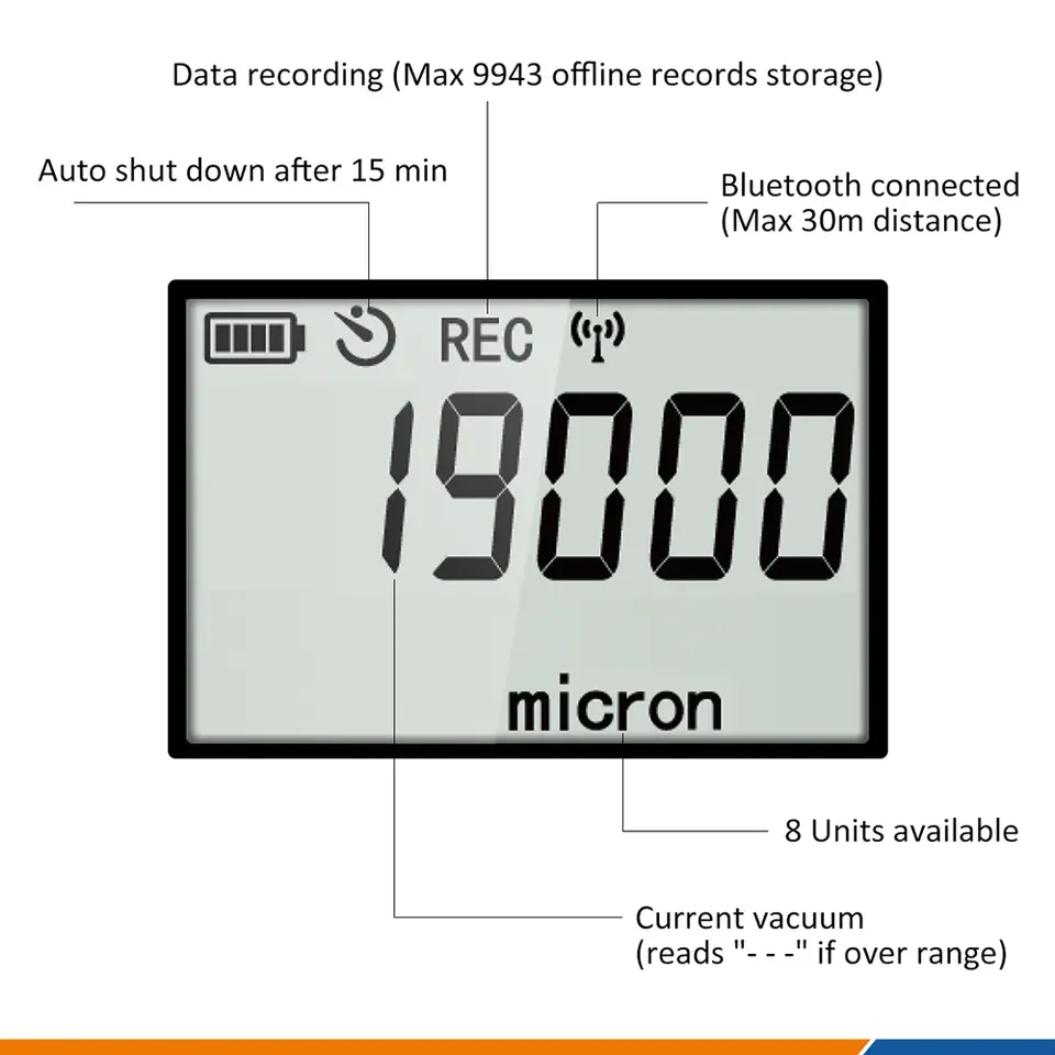 Elitech High Accuracy Wireless Digital Vacuum Gauge Vacuum Meter Pressure Gauge Vgw760 With