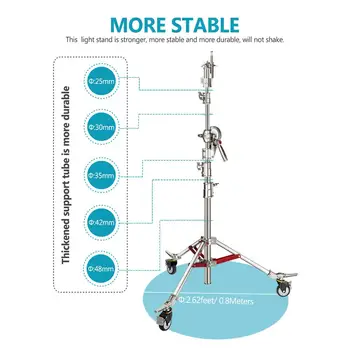 Neewer Pro 100% Stainless Steel C Stand Light Stand with Casters, Max. Height 14.4ft/440cm with 7ft/218cm Cross-Bar detail image