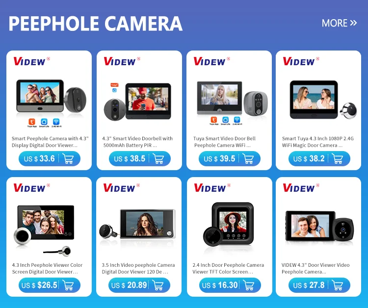 2.4 Inch TFT Color Screen Display Video Doorbell Camera PIR Night ...