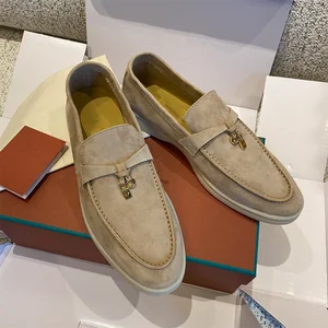 Women's Autumn Work Shoes High Quality Genuine Leather Slip-On Loafers Classic Flat Casual Office Shoes Fashion Trend Mixed