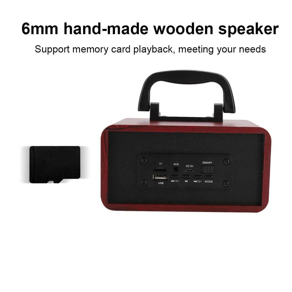 Portable Retro Wooden Wireless Music Player Subwoofer BT Speaker for Phone PC