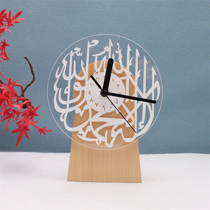2023 Custom Design Wood Silent Light in Dark Night Nordic Fashion Desktop Clock Non Ticking Clock With Night Light
