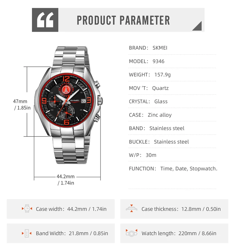Skmei 9346 Men's Multifunctional Quartz Watch description image 9