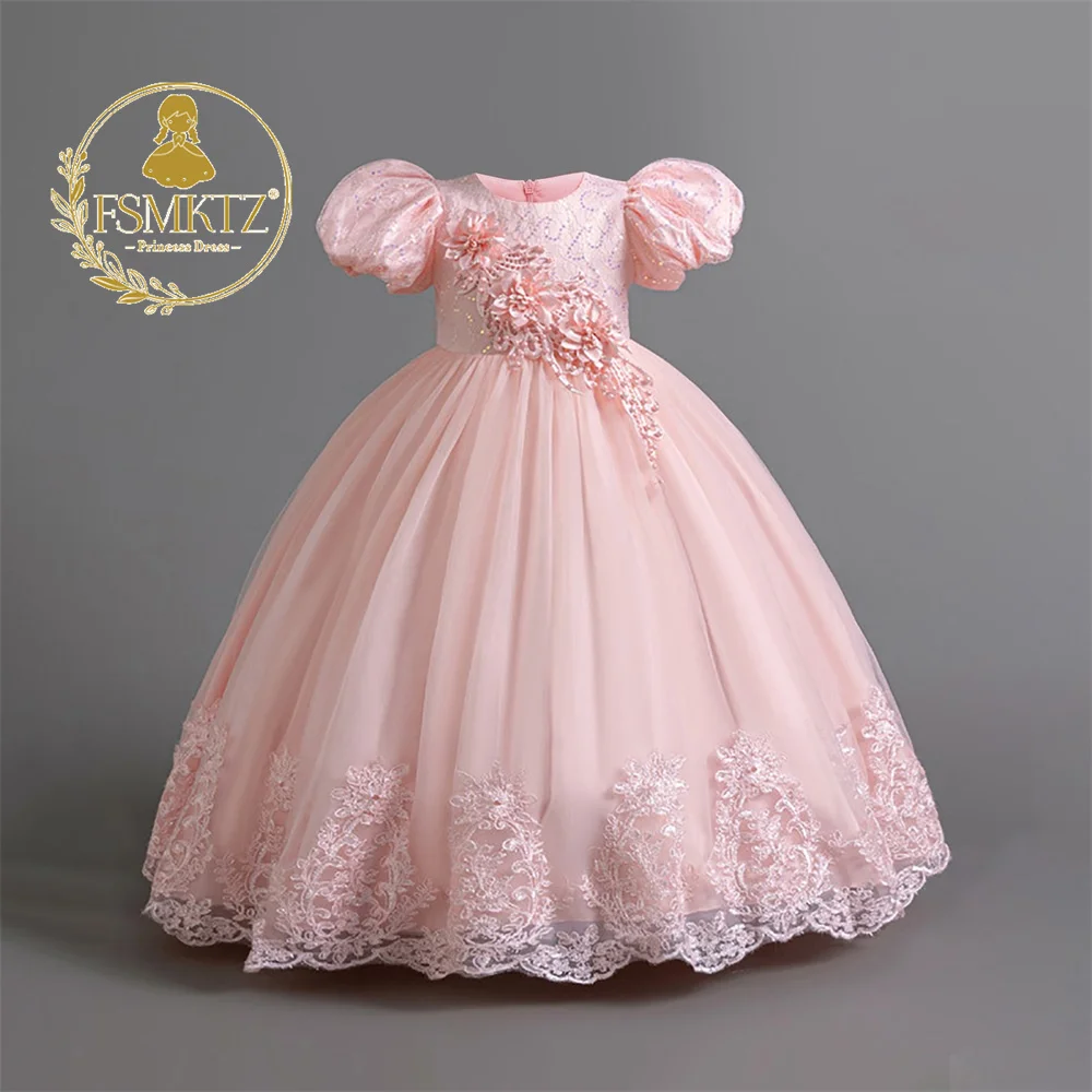 luxury embroidered dresses for birthdays Mila | 3D Pink Butterfly Girl Dress