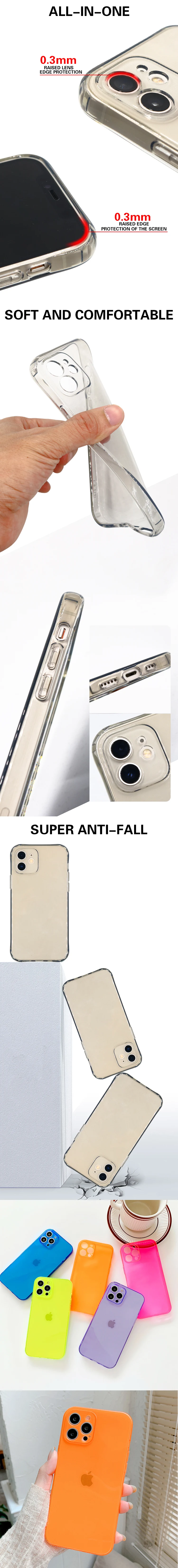 Factory Wholesale Neon Fluorescent Solid Color Shockproof Soft TPU Clear Phone Case Back Cover For iPhone 13 Pro Max