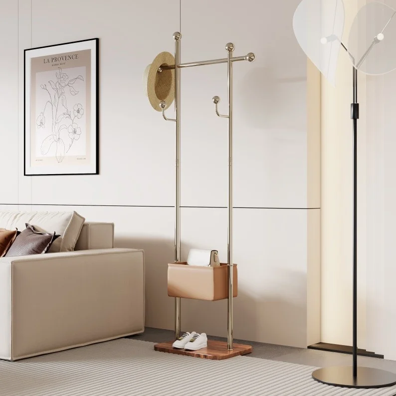 Customizable Stylish Modern Gold Metal Coat Stand with Hooks for