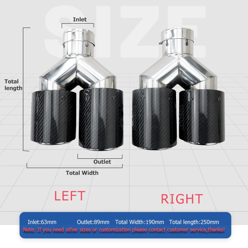 Factory Customized HKS Dual Carbon Fiber Exhaust Tips Double Outlet Muffler Tail Pipe Exhaust Upgrade