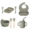 Juego de platos llanos verde militar (8 piezas)