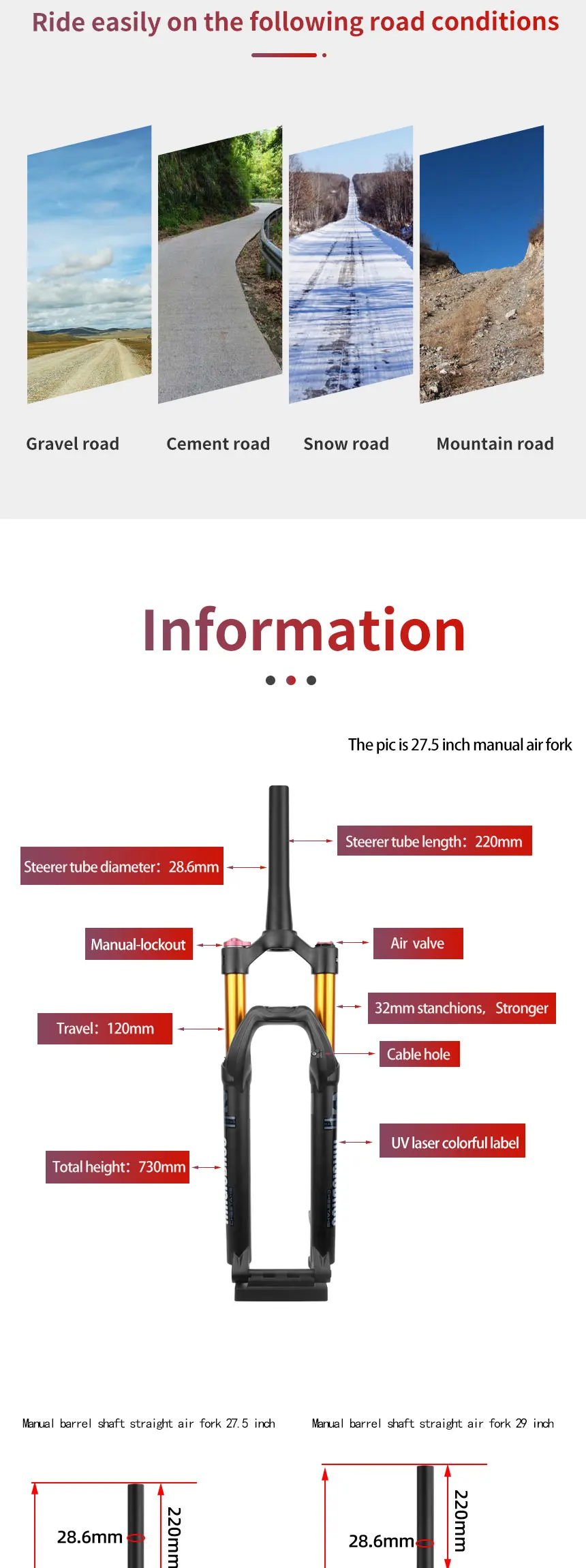 2021 Magnesium Alloy Tapered Fork Manual Control Bicycle Fork Mountain