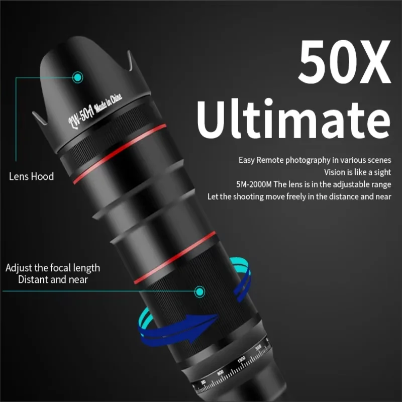 50x Hd Telescopic Camera Lens For Mobile Phone Tripod