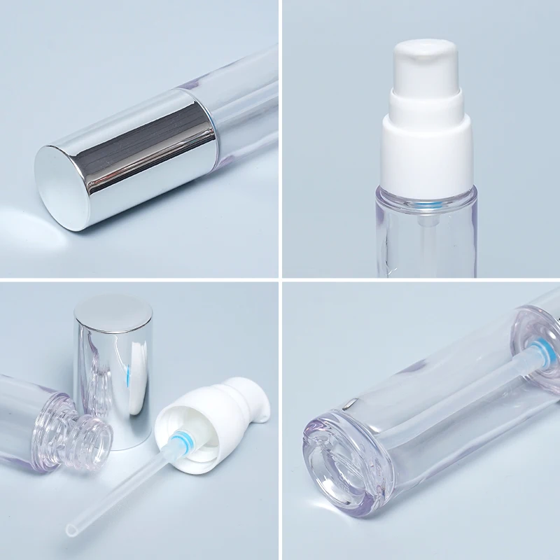 Luxury Custom Spray Pump Lotion Plastic Petg Bottles With Electroplated Cover