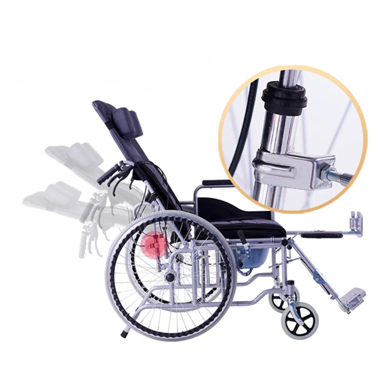 Bath Room and Commode Manual Folding Manual Wheelchair for the Disabled