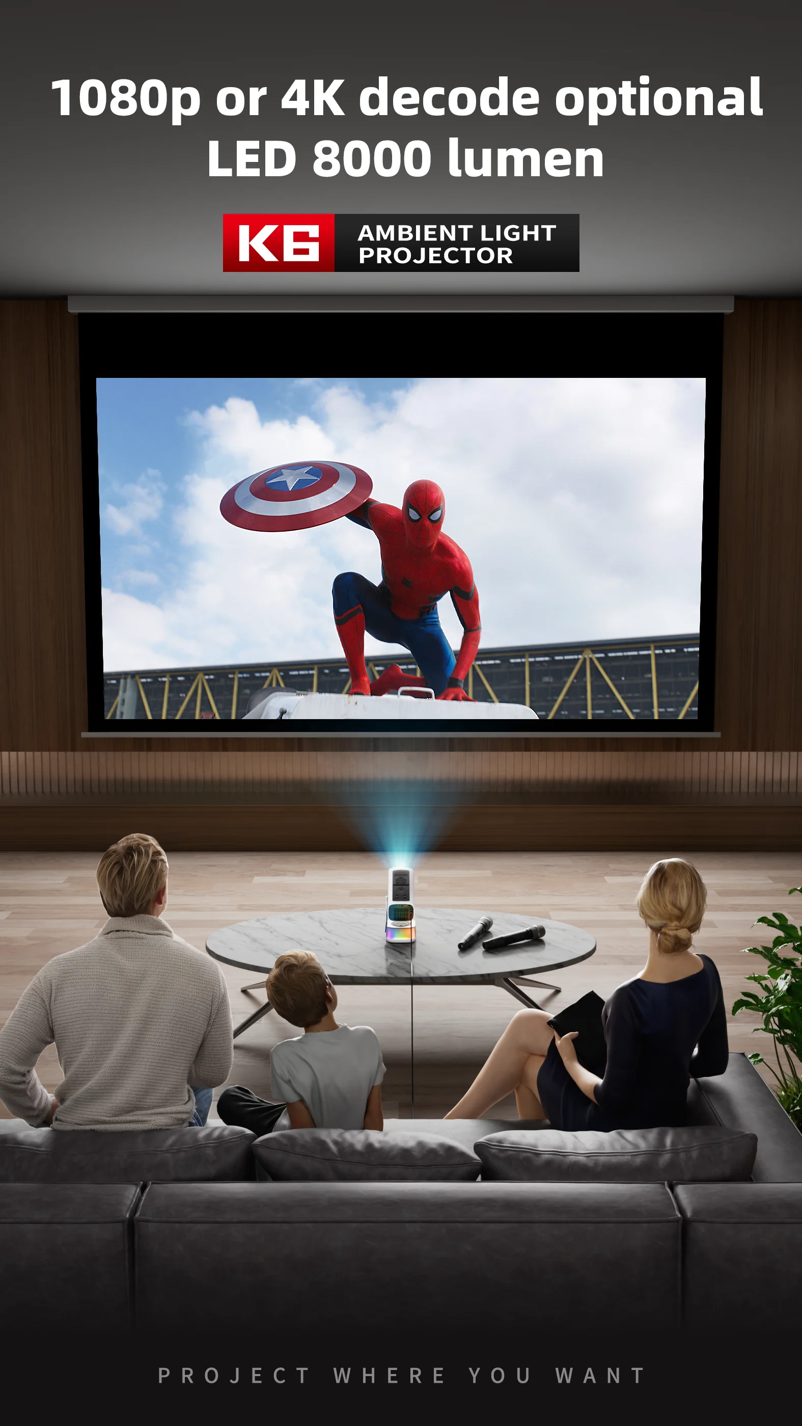 デジタル4K KTVプロジェクターAndroid 13システムスマートワイヤレス