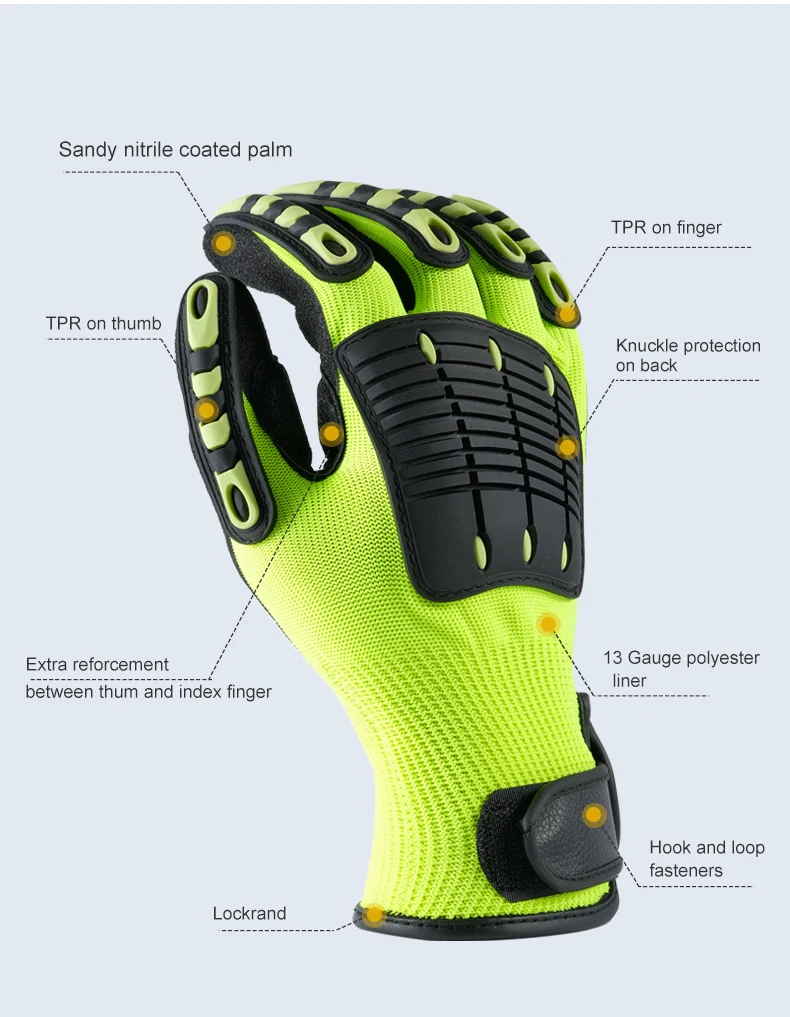 Oil And Gas Mechanic Anti Impact Waterproof Working Safety Impact Hand Gloves En388 Oilfield