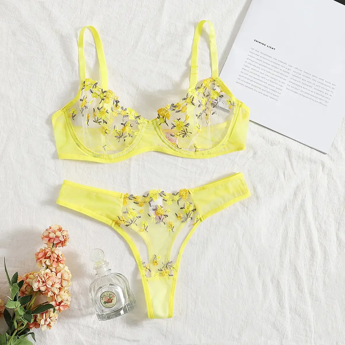 Sexy Lingerie Woman Lace Transparent Underwear Fairy Embroidery Brief