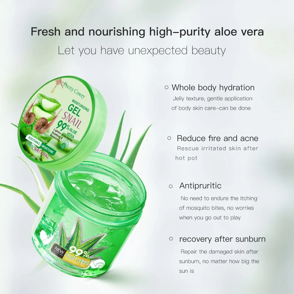 Factory Direct Sales Snail Body Cream Natural Moisturizing Body Whitening  Soothing Oil-control Aloe Vera Gel for Face