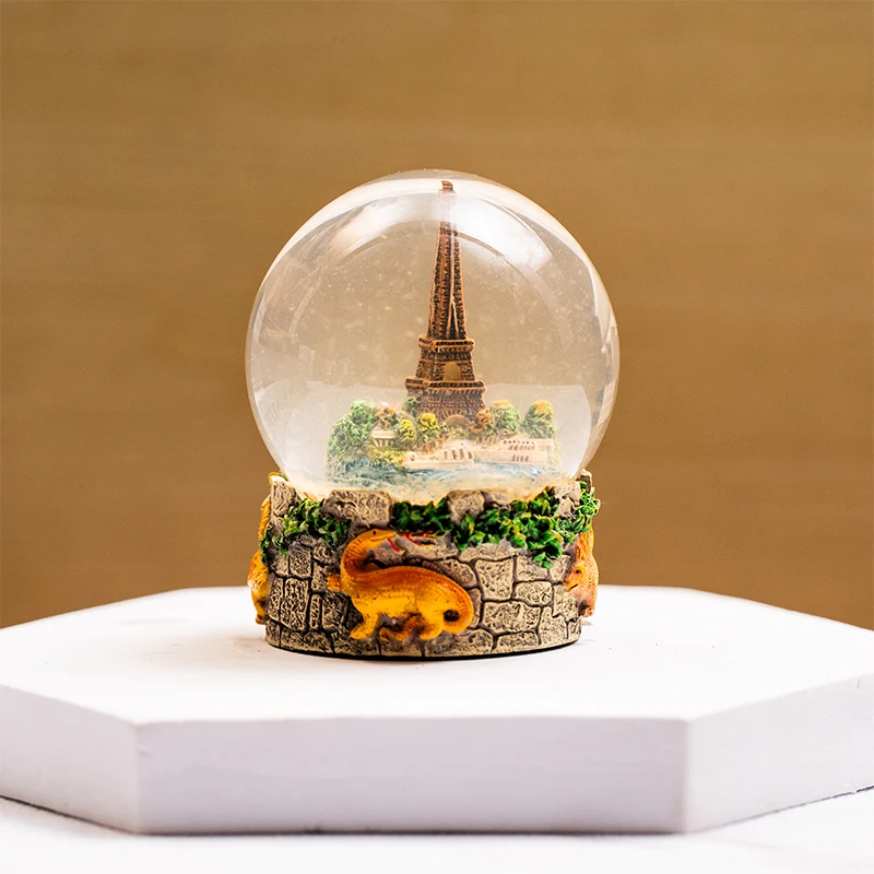 Снежные шары из смолы в стеклянном шаре с ручной росписью Рождественский водный шар музыкой или
