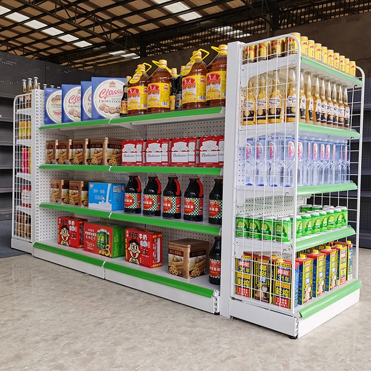 食料品店の陳列棚、スーパーマーケットのゴンドラ棚、文房具の展示台