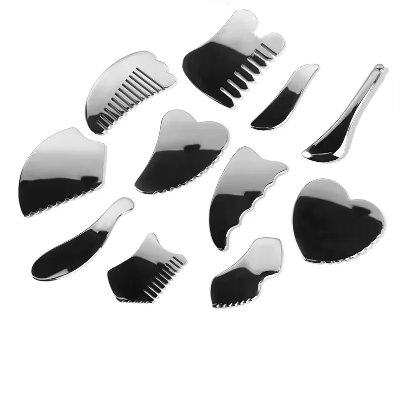 Natural Energy Stone Facial Massage and Gua Sha Scraping Board Crescent-Shaped Massager Set with Terahertz Gua Sha Tools