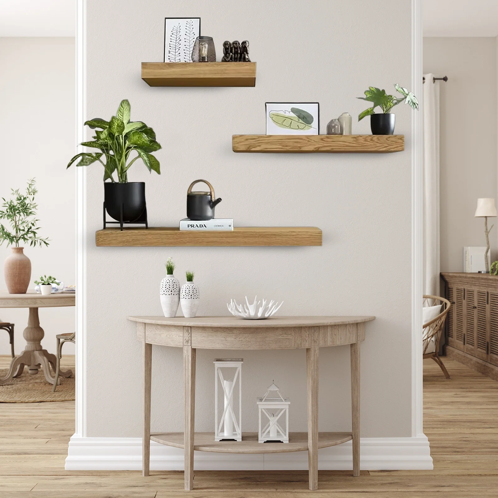 Picture of Rustic Floating Wall-Mounted Storage Shelf with Hidden Compartment