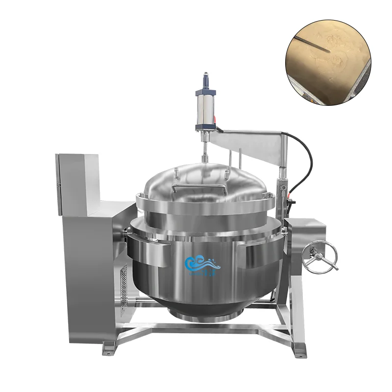 300 500 Liters Bone Broth Industrial Pressure Cooker Meat Soup Automatic Tilting Cooking Pot Bean Corn Steam Boiling Pan