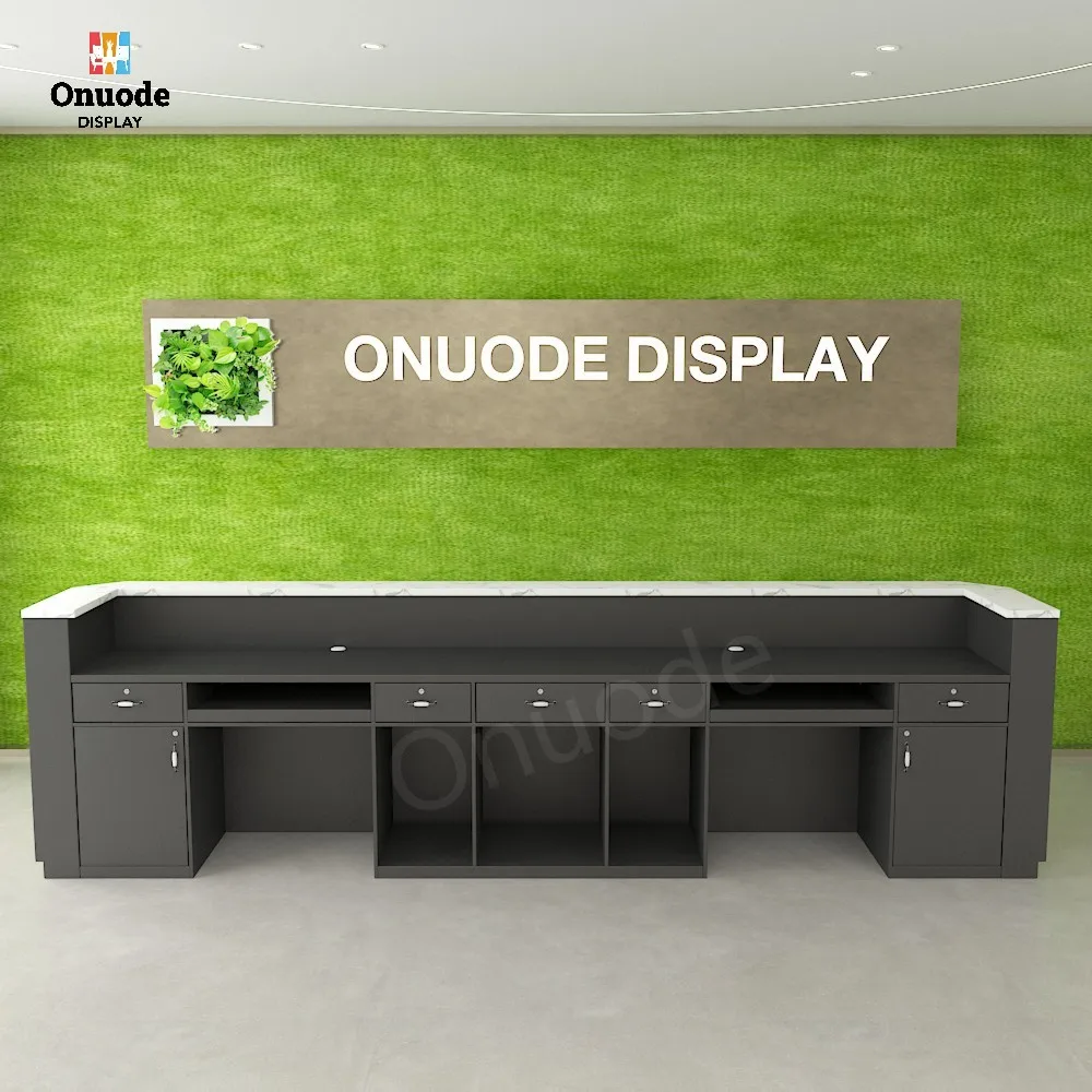 Custom Spa Reception Desk & Cash Register Counter | Modern Beauty Salon Front Counter Showcases Furniture Solutions