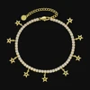 3mm Tennis anklet with stars Gold