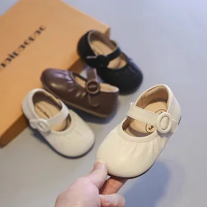 Children's Spring and Autumn New Children Soft Bottom Kids' Leather Girls Princess Toddler Shoes