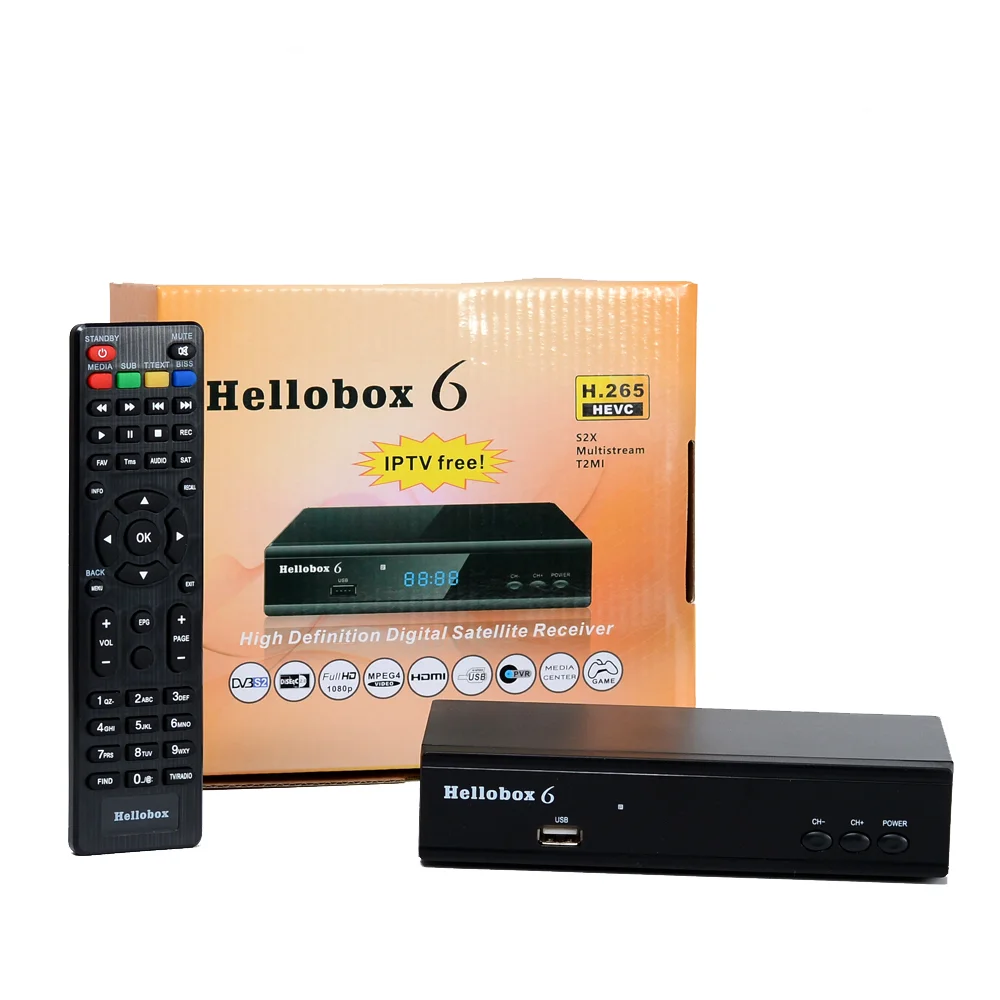 Оптовая продажа с завода, спутниковый приемник Hellobox 6 с поддержкой H.265 HEVC T2MI USB WiFi авто Питание vu Biss Hellobox6 телеприставка