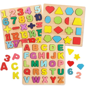 Wooden Puzzle Board Abc Letter And Number Kids Educational Learning ...