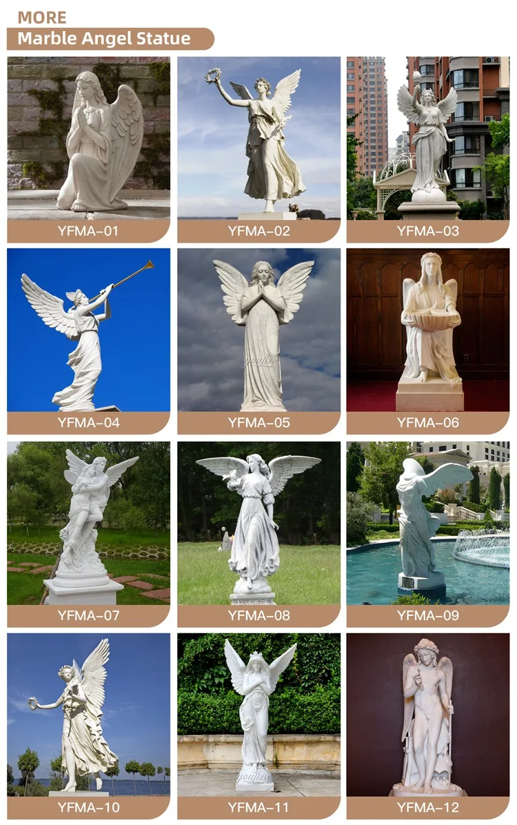 Outdoor Life Size Hand Carved Natural Stone Marble Angel Statue