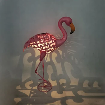 27 inch  flamingo statue metal   solar outdoor statues