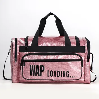 Pink Glitter Wap Loading Glitter Dance Gym Over Night Bag To My Sneaky Link Spinnanight Designer Tote Mommy's Bag Bag