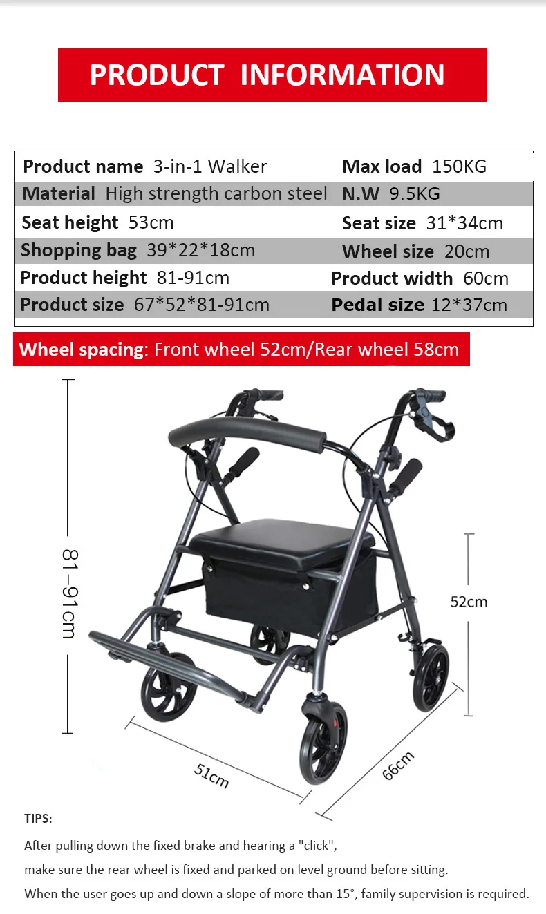 Proper Price Portable Walker Adjustable Height Frame Adjustable Walker for Seniors supplier