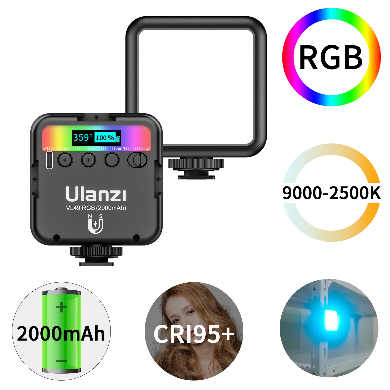ULANZI VL49 RGB Pocket LED Video Light - Perfect Fill Light