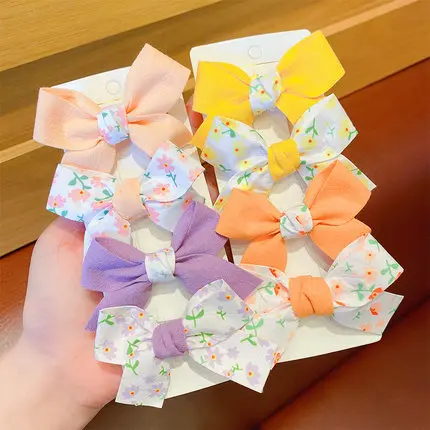 Baby Bow Hair Clip Bangs Lovely Girl Cloth Art Card Hairpin