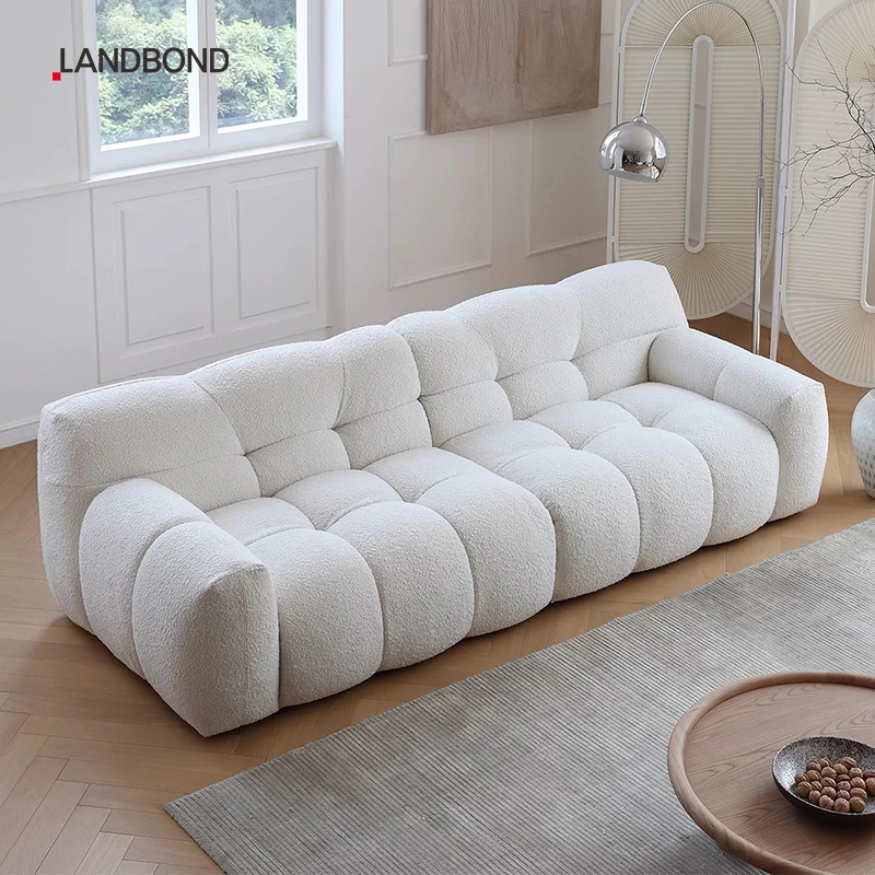 モダンスタイル北欧ループバブルベージュブークレソファセット3