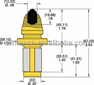 Kennametal SM06 22mm Trenching Bullet Teeth Carbide Tipped Conical Shank Pick