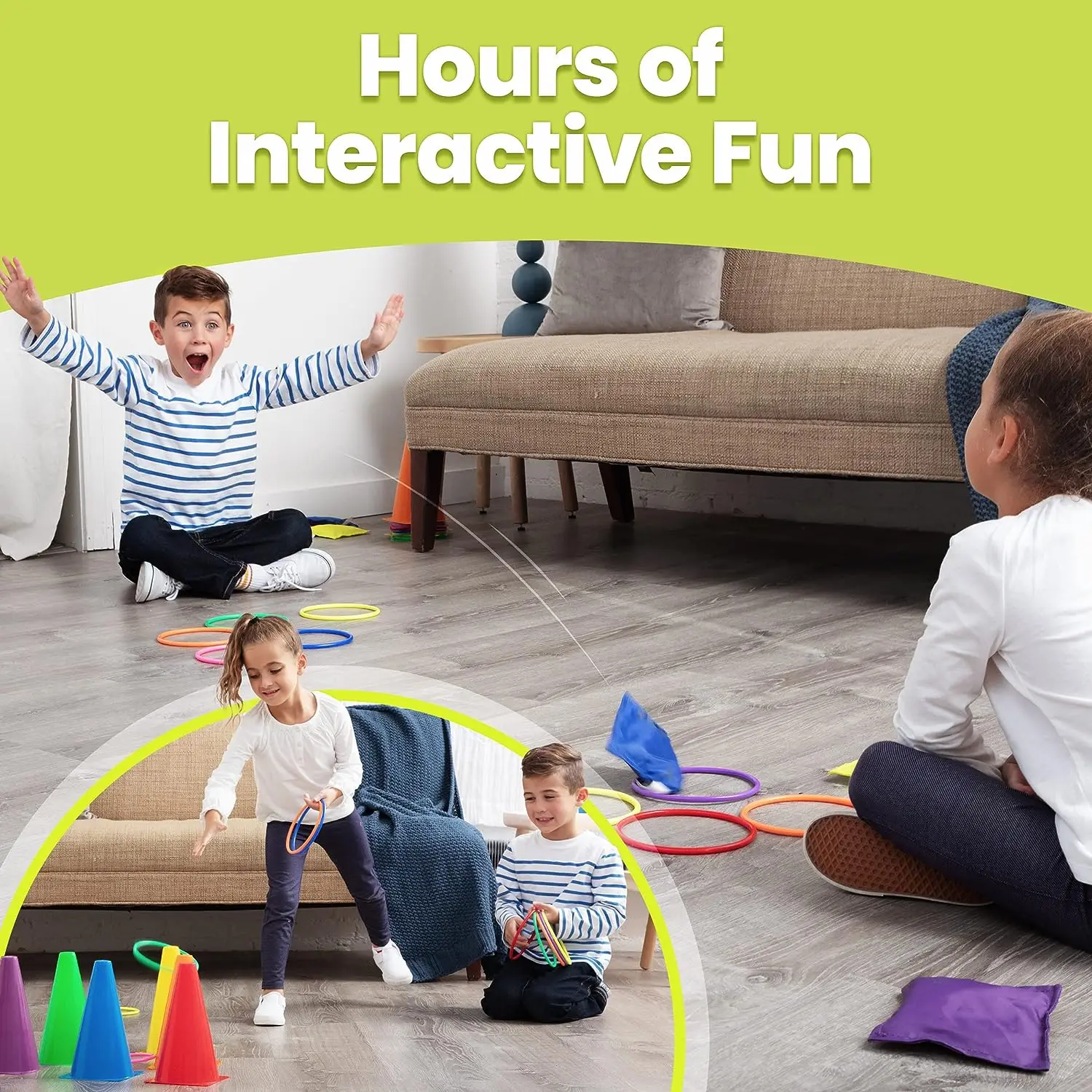 Plastic Cones Ring Toss Combo Set Outdoor Carnival Games for Kids Adults Birthday Party Throwing Backyard Lawn Game (28Pcs)