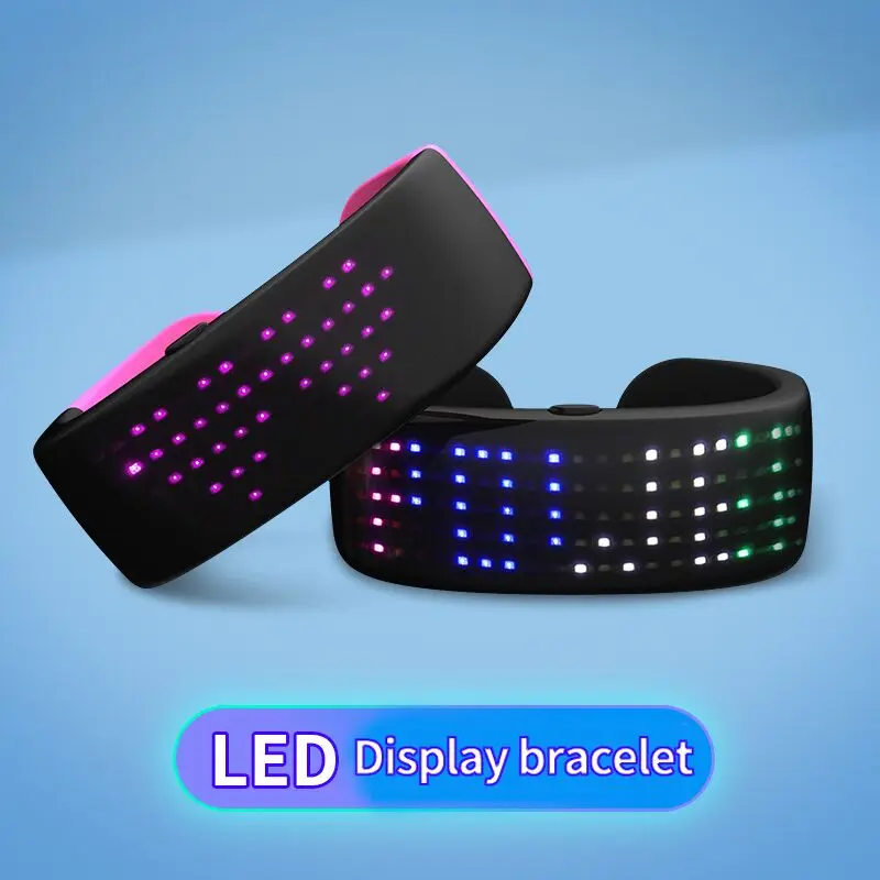 Luminous LED Display Wristband Armband Colorful Dynamic Sports Bracelet for Night Running Riding Christmas Party 140 LED Beads