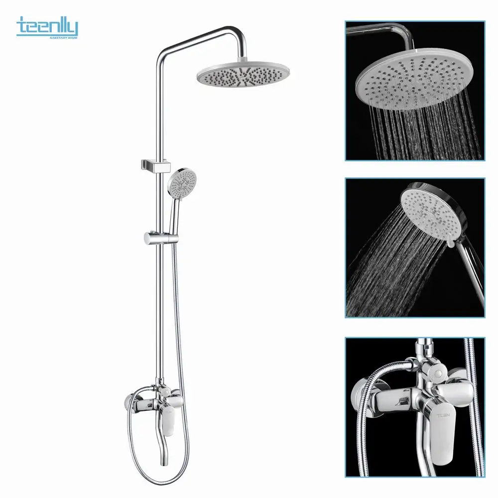 Оптовая цена, набор для душа в ванную комнату, хромированный, с одной ручкой, латунный смеситель, насадка для душа «тропический душ»