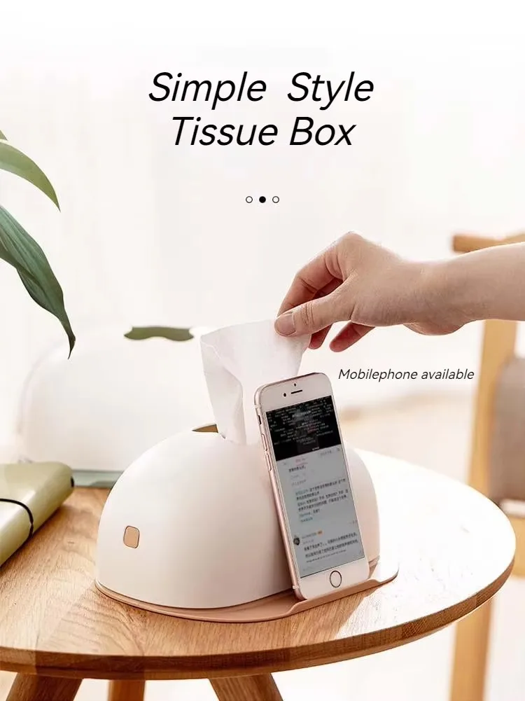 OEM Custom Printed Business Facial Tissue Box Napkin Holder Plastic Desktop Tissue Boxes with Mobile Phone Holder Wholesale manufacture