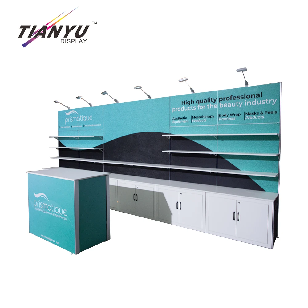 Tianyu Aluminium Profile Big Trade Show Exhibition Booths Portable Folding Modular Exhibition Booth Shelf Display Stand