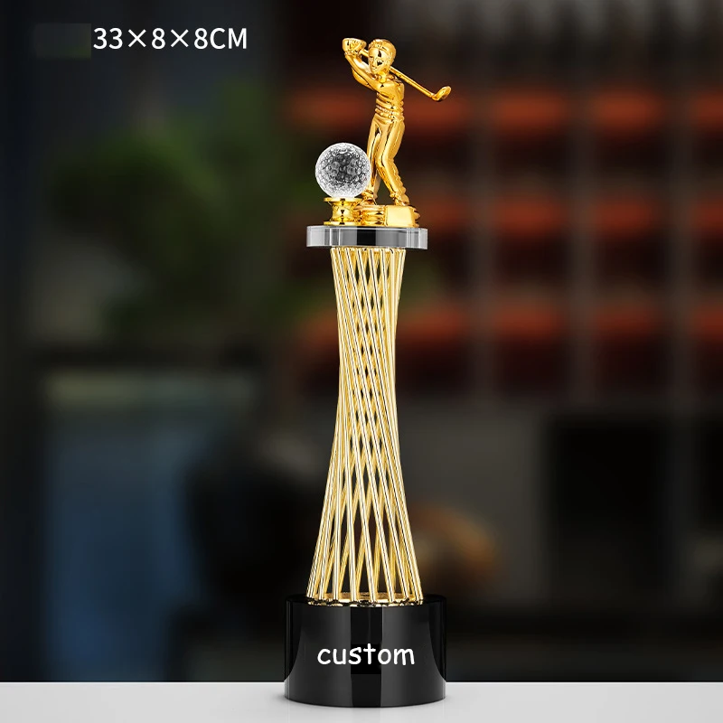 Custom New Design High-end Crystal Golf Award and Trophies Metal Gold Sport Trophy Cup