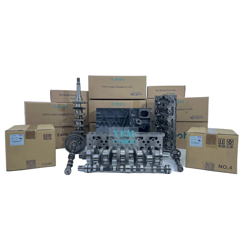 High Performance V1405 V1502 V1505 V1512 Cylinder Block Head Crankshaft Camshaft for Kubota Engine Parts