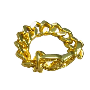 Muxcor Gold Plated Copper Alloy Jewelry Rings for Boys Fine Ajustable Trendy Minimalist Streetwear Cuban Chain Ring